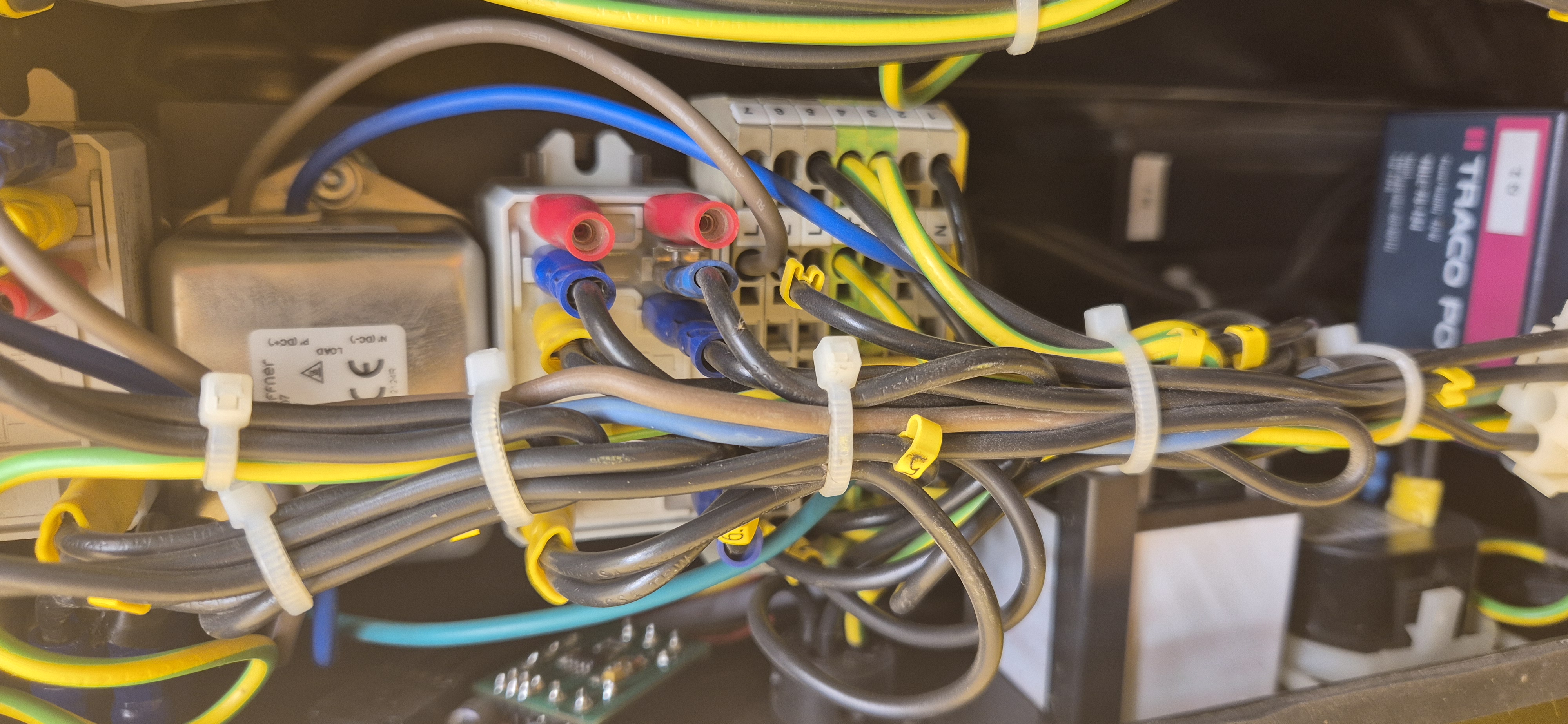 Re‑terminated control‑panel wiring with earth bonding